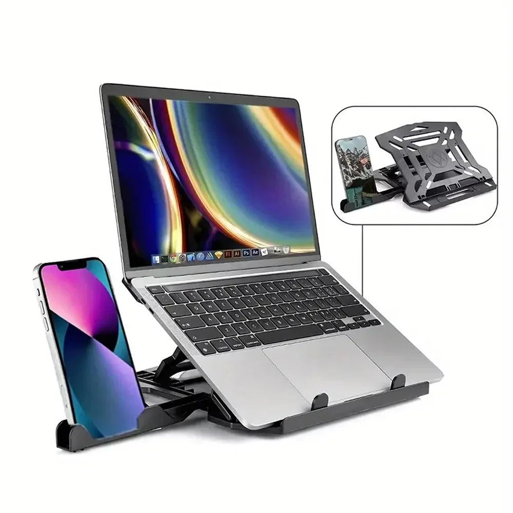 N2 Foldable Laptop Stand with 360° Rotating Base and Phone Holder 8-Level Ergonomic Laptop Riser - 5
