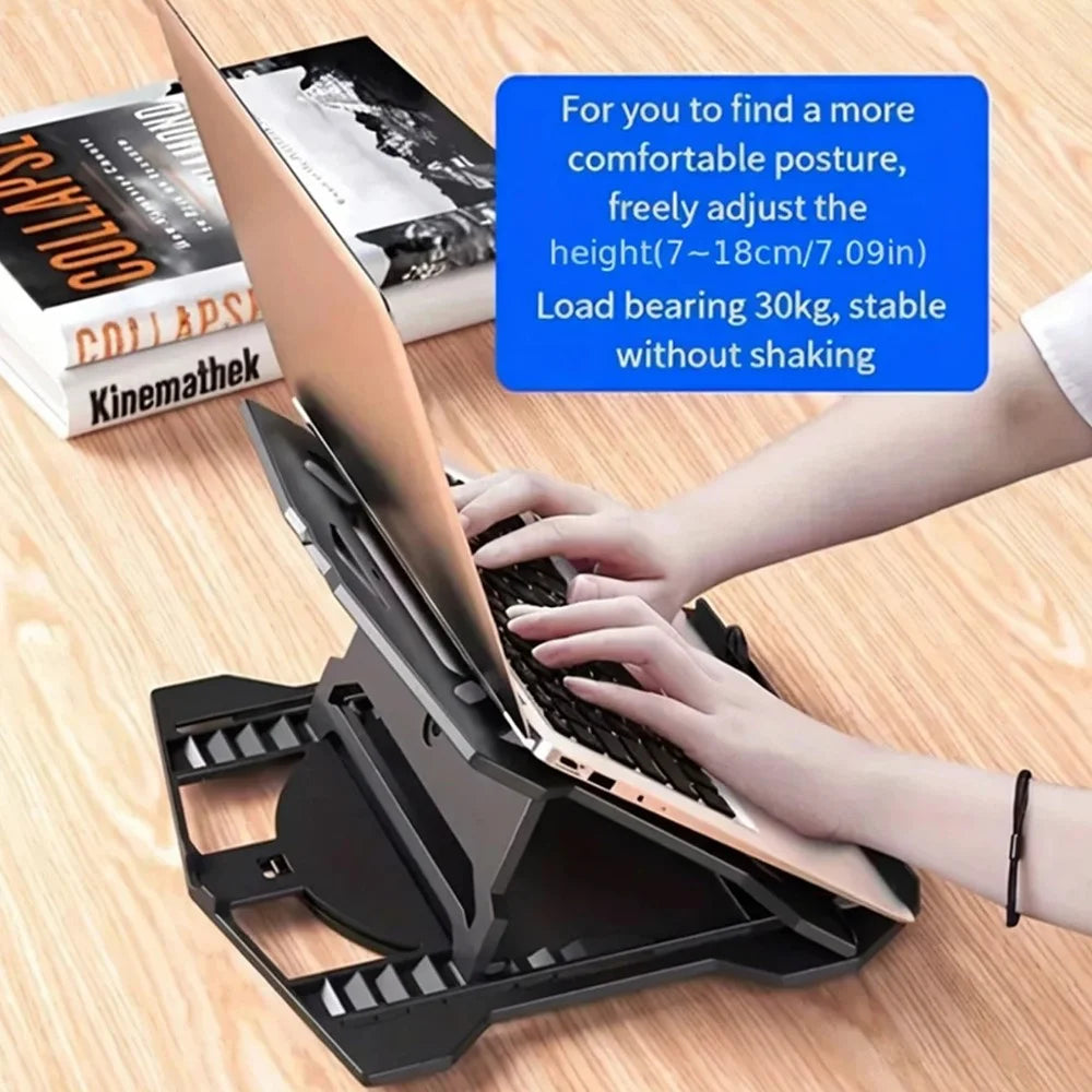 N2 Foldable Laptop Stand with 360° Rotating Base and Phone Holder 8-Level Ergonomic Laptop Riser - 6