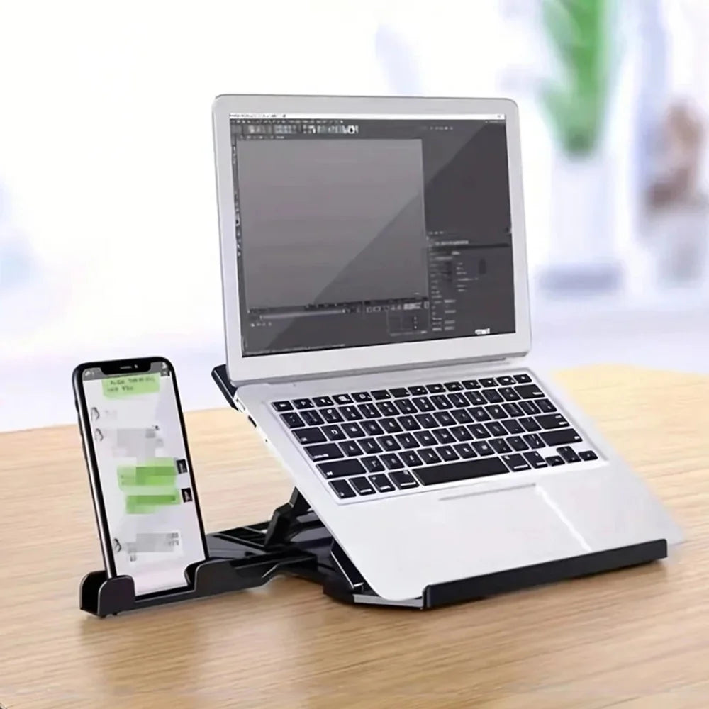 N2 Foldable Laptop Stand with 360° Rotating Base and Phone Holder 8-Level Ergonomic Laptop Riser - 7