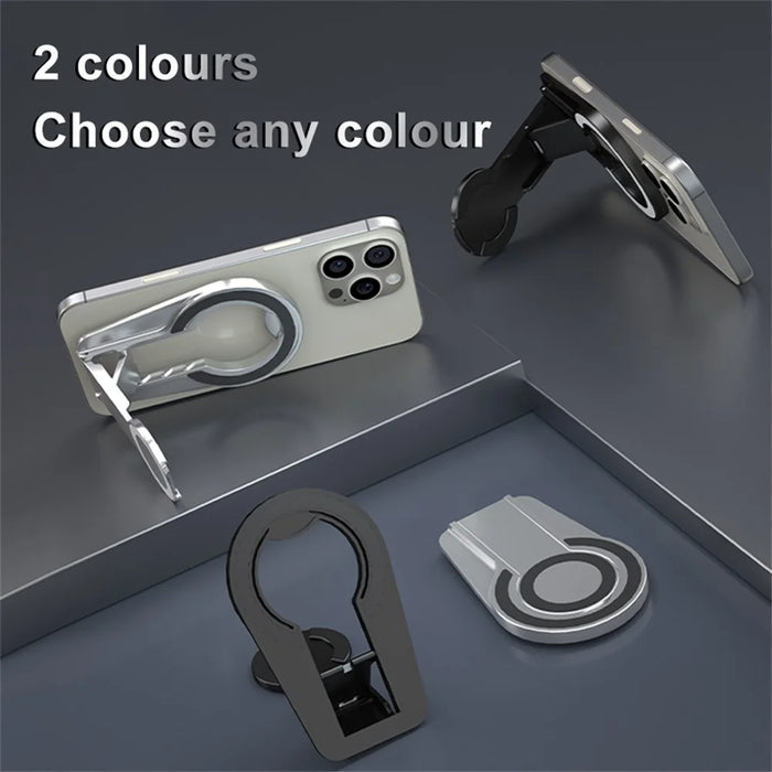 Dual-Side Magnetic Foldable Stand For Phones Tablets Compact Adjustable Viewing Angles Desktop Holder - Silver - 7