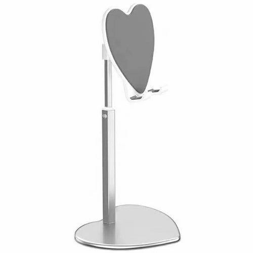 K8 Aluminum Alloy Heart-Shaped Phone Stand Adjustable Angle Foldable Holder for Smartphones / Tablets - White - 1
