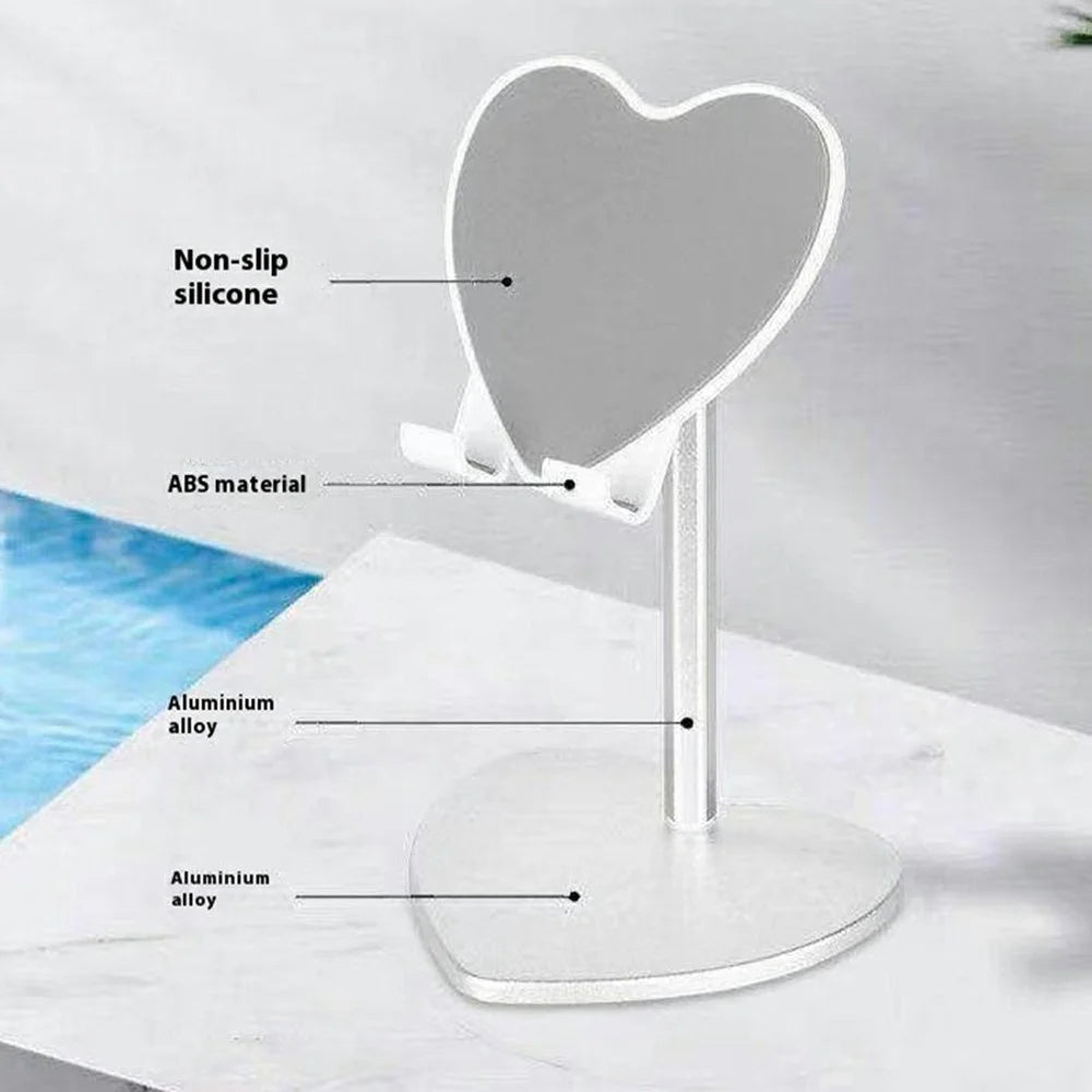 K8 Aluminum Alloy Heart-Shaped Phone Stand Adjustable Angle Foldable Holder for Smartphones / Tablets - White - 3