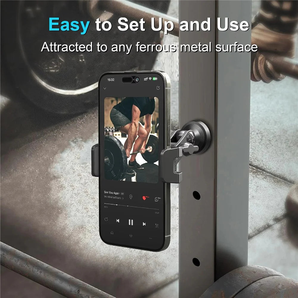 X037 360 Degree Adjustable Cellphone Bracket with Magnetic Base Phone Holder for Gym Equipment - 7