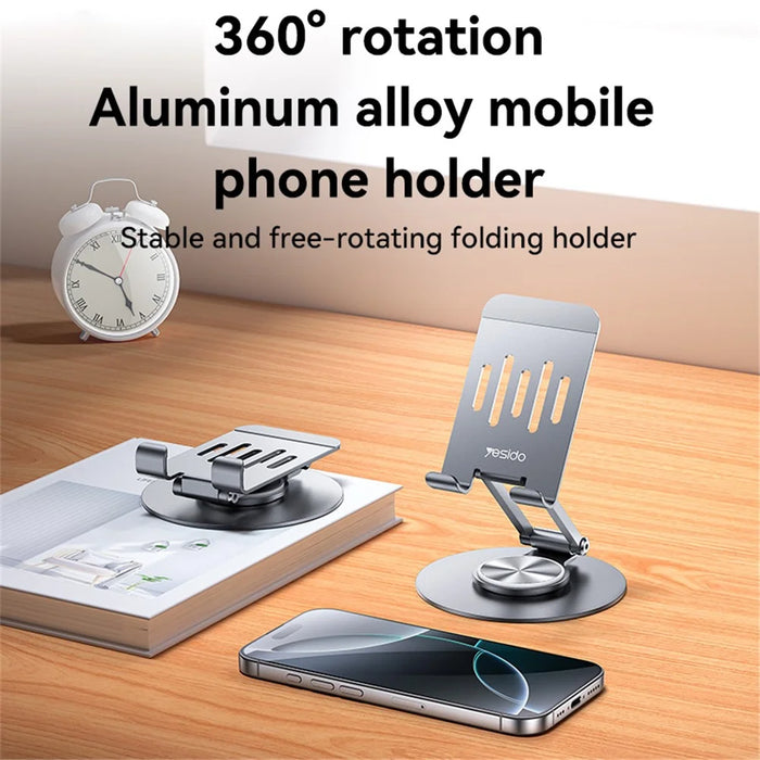 YESIDO C299 Desktop Stand 360 Degree Rotatable Phone Holder Foldable Aluminum Alloy Bracket - 3