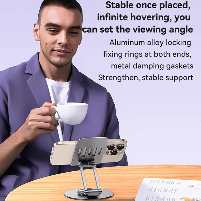 YESIDO C299 Desktop Stand 360 Degree Rotatable Phone Holder Foldable Aluminum Alloy Bracket - 7
