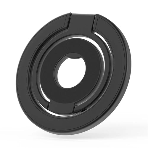 Tri-Fold Magnetic Kickstand Adjustable Angle Phone Metal Ring Holder - Black - 1