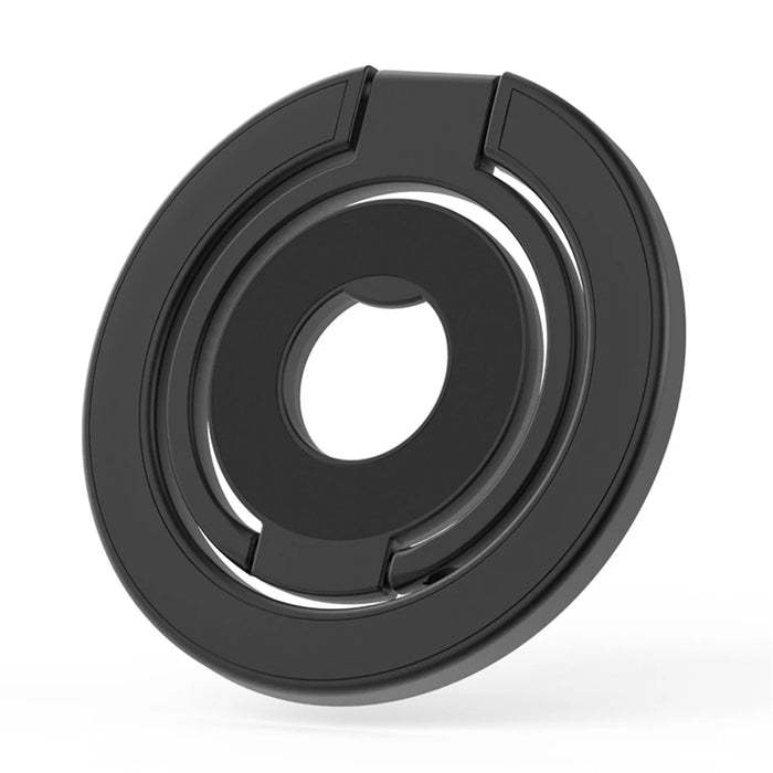 Tri-Fold Magnetic Kickstand Adjustable Angle Phone Metal Ring Holder - Black - 1
