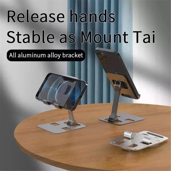 Universal Foldable Desktop Mobile Phone Tablet Holder Bracket Lazy Adjustable Aluminum Alloy Cellphone Stand - 3
