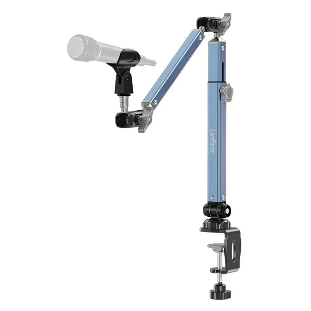 LANPARTE B-DMS-01 Clip On Heavy Duty Microphone Holder Three Sections Adjustable Boom Arm Stand - Blue - 1