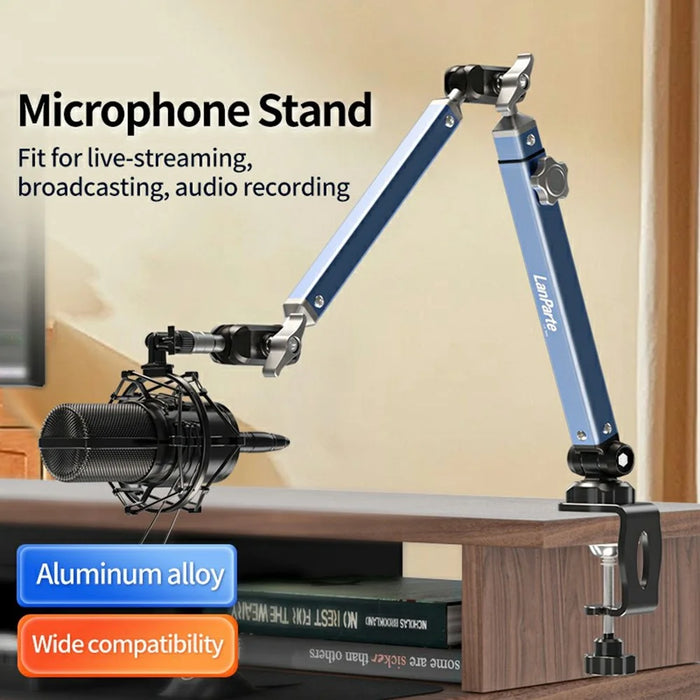 LANPARTE B-DMS-01 Clip On Heavy Duty Microphone Holder Three Sections Adjustable Boom Arm Stand - Blue - 3