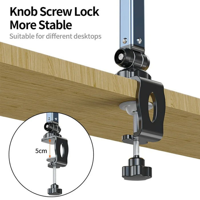 LANPARTE B-DMS-01 Clip On Heavy Duty Microphone Holder Three Sections Adjustable Boom Arm Stand - Blue - 4