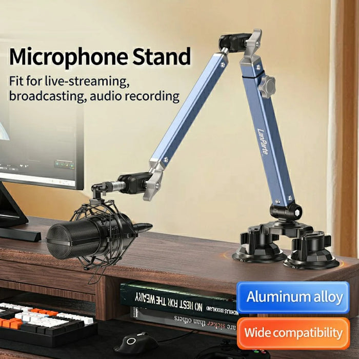 LANPARTE DMS-02 Three Sections Adjustable Heavy Duty Microphone Boom Arm Stand with Suction Cups - Blue - 3