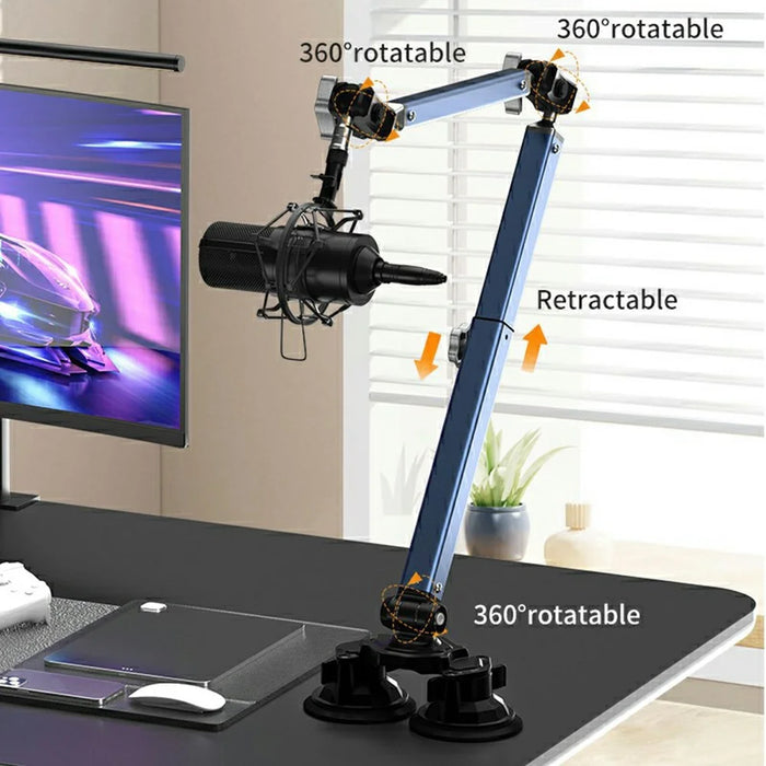 LANPARTE DMS-02 Three Sections Adjustable Heavy Duty Microphone Boom Arm Stand with Suction Cups - Blue - 4