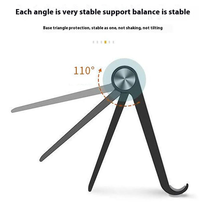 HSZJ0001 Adjustable Angle Plastic Portable Foldable Desktop Stand for Smartphones Tablets - Black - 2