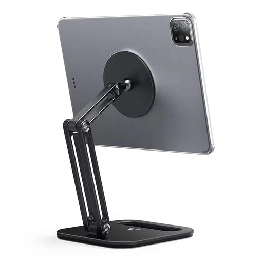 BONERUY C47 Magnetic Tablet Stand Dual Arm Foldable Aluminum Alloy Desktop Mount Holder - Black - 1