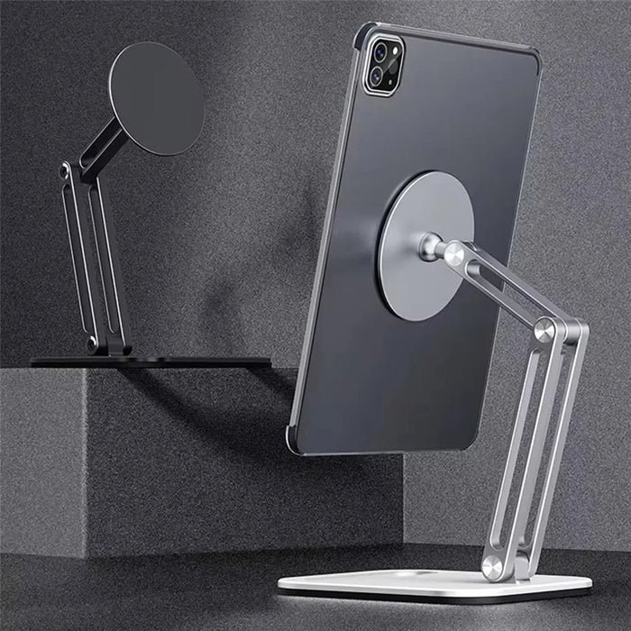 BONERUY C47 Magnetic Tablet Stand Dual Arm Foldable Aluminum Alloy Desktop Mount Holder - Black - 2