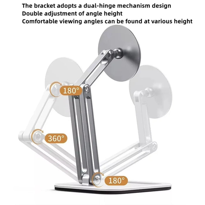 BONERUY C47 Magnetic Tablet Stand Dual Arm Foldable Aluminum Alloy Desktop Mount Holder - Black - 7