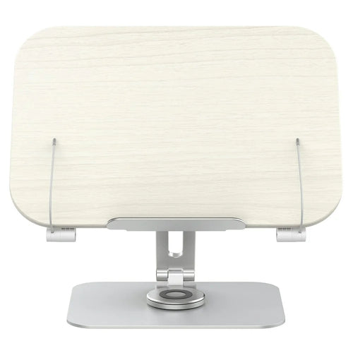 R31 Multifunctional Metal + Wood Reading Stand Book Tablet Laptop Adjustable Rotation Desktop Holder - White - 1
