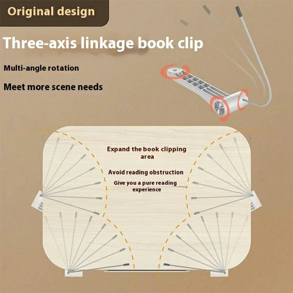 R31 Multifunctional Metal + Wood Reading Stand Book Tablet Laptop Adjustable Rotation Desktop Holder - White - 4