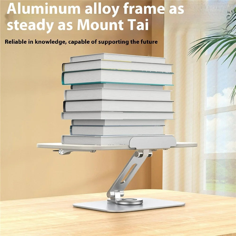 R31 Multifunctional Metal + Wood Reading Stand Book Tablet Laptop Adjustable Rotation Desktop Holder - White - 5
