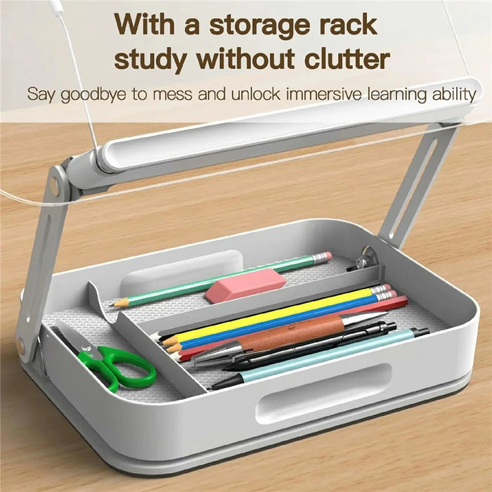 R22H Adjustable Rotating Laptop Tablet Book Holder Stand Foldable Reading Bracket with Bottom Storage Box - 4