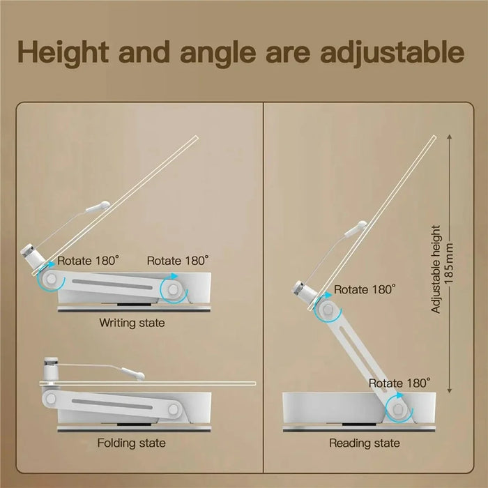 R22H Adjustable Rotating Laptop Tablet Book Holder Stand Foldable Reading Bracket with Bottom Storage Box - 5