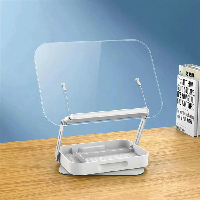 R22H Adjustable Rotating Laptop Tablet Book Holder Stand Foldable Reading Bracket with Bottom Storage Box - 6