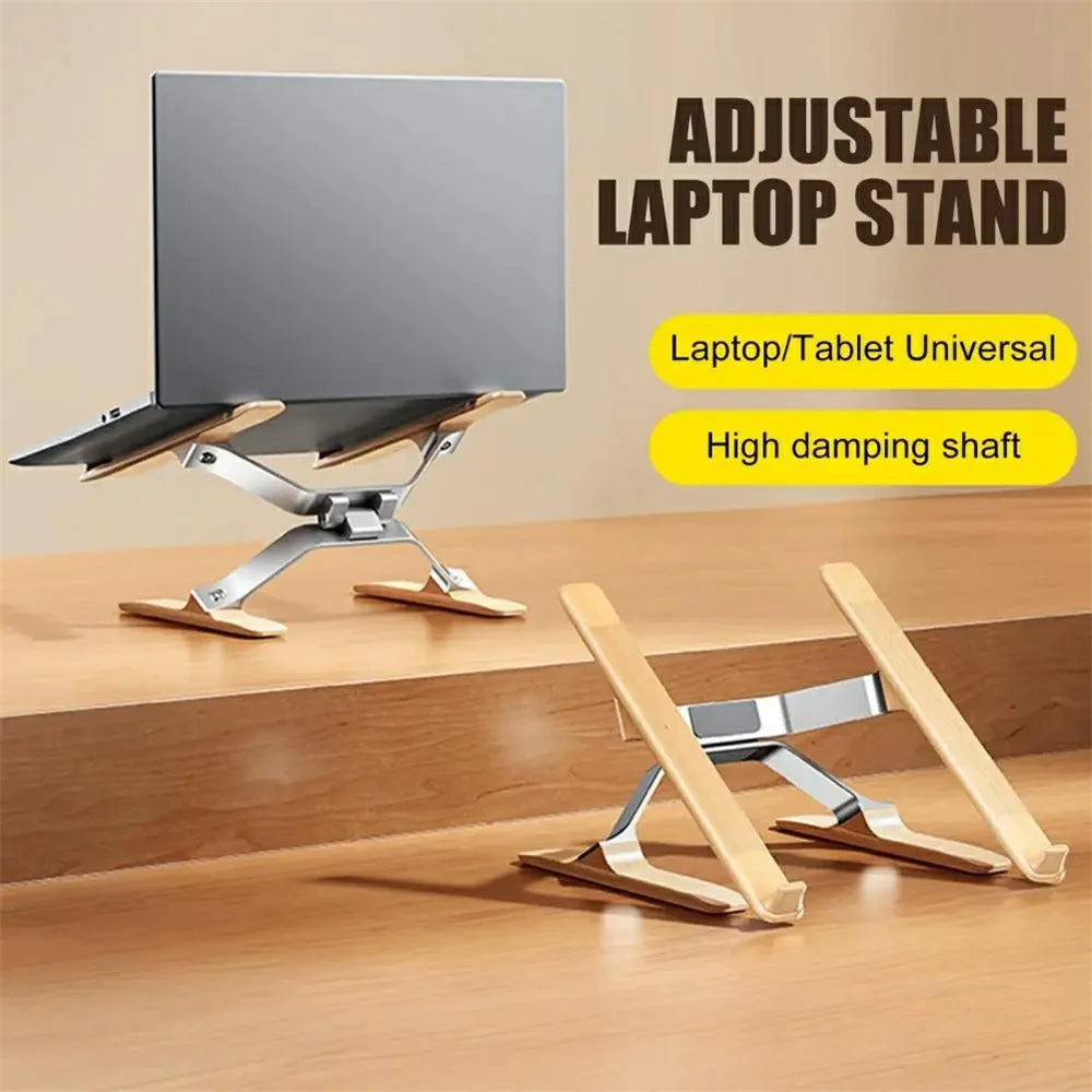 P70W Solid Wood + Aluminum Alloy Cooling Stand for 14-16 Inch Laptops Adjustable Height Desktop Riser Bracket - 2