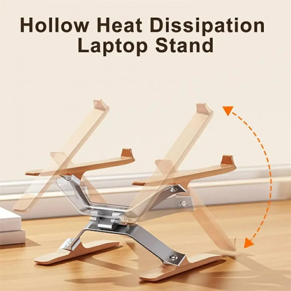 P70W Solid Wood + Aluminum Alloy Cooling Stand for 14-16 Inch Laptops Adjustable Height Desktop Riser Bracket - 4