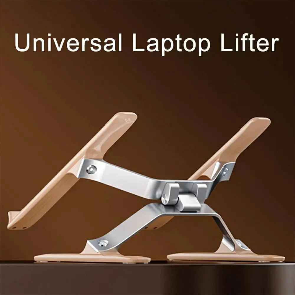 P70W Solid Wood + Aluminum Alloy Cooling Stand for 14-16 Inch Laptops Adjustable Height Desktop Riser Bracket - 5