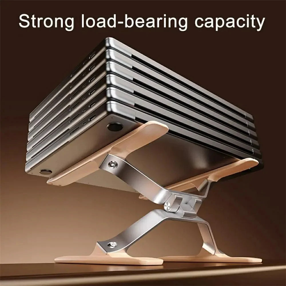 P70W Solid Wood + Aluminum Alloy Cooling Stand for 14-16 Inch Laptops Adjustable Height Desktop Riser Bracket - 6