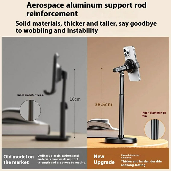T16 Rotating Extendable Desktop Phone Holder Livestream Vlog Recording Adjustable Stand - Black - 4