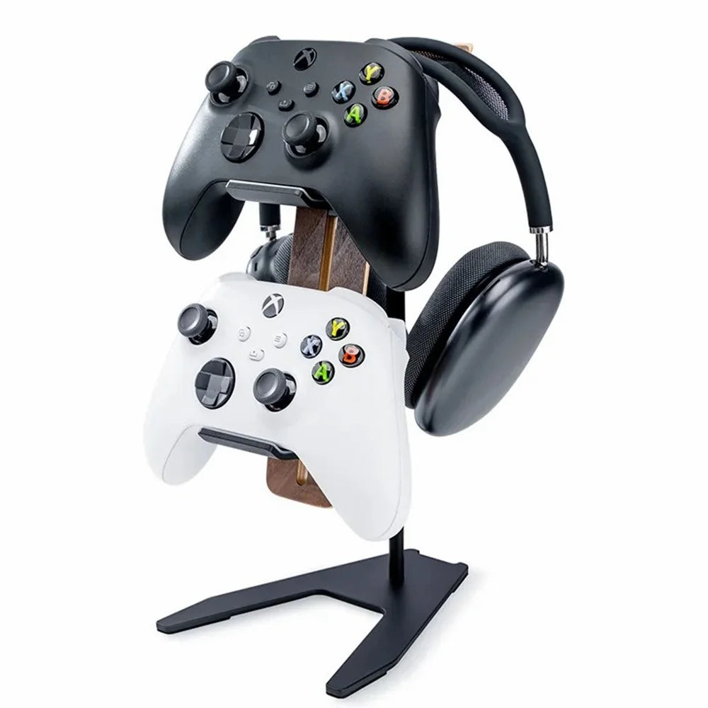 DCR-029 Aluminum alloy + Solid Wood Desktop Organizer for Gaming Controllers Headset Hanger Stand - 2