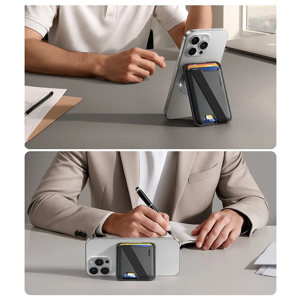 JOYROOM JR-ZS432 Phone Back Card Bag Kickstand Magnetic Card Holder with Hand Grip Strap - 4