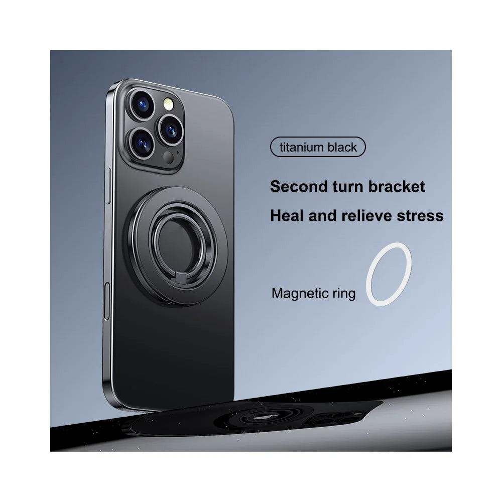 Magnetic Ring Kickstand 360 Degree Rotation Multifunctional 2 in 1 Phone Holder - Titanium Black - 2