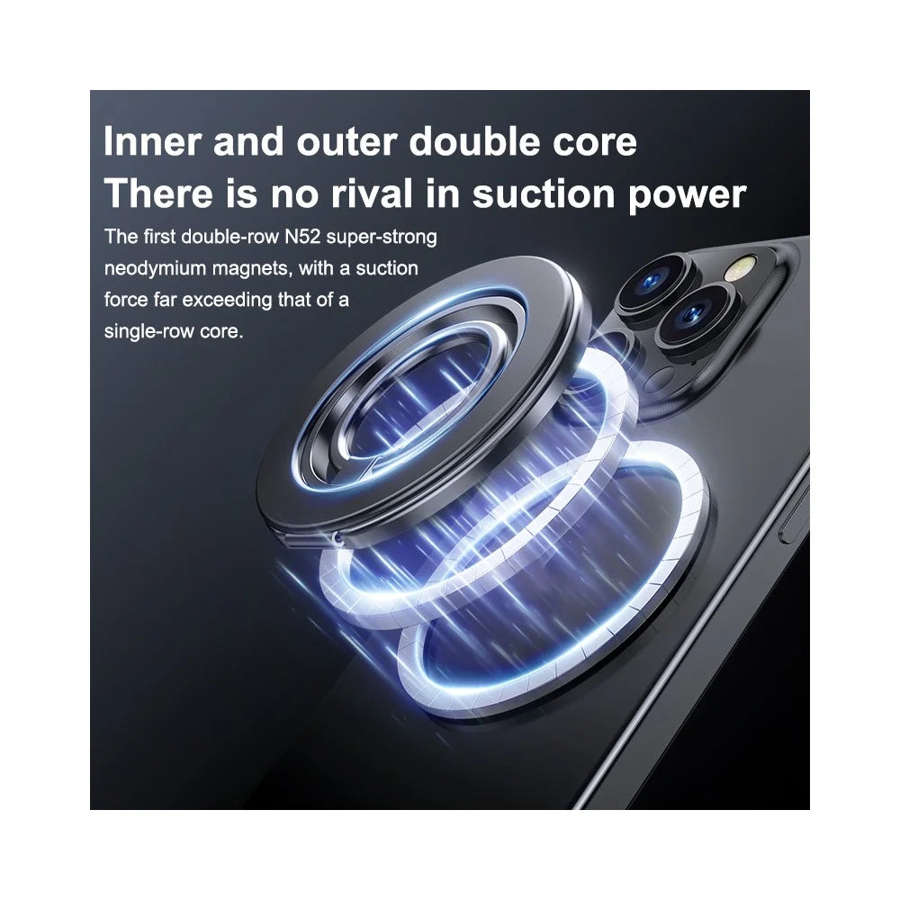 Magnetic Ring Kickstand 360 Degree Rotation Multifunctional 2 in 1 Phone Holder - Titanium Black - 5