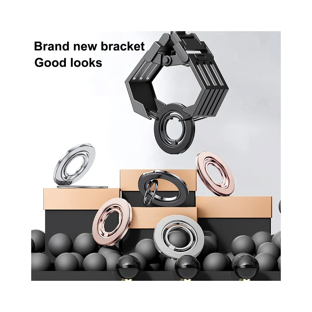 Magnetic Ring Kickstand 360 Degree Rotation Multifunctional 2 in 1 Phone Holder - Titanium Black - 7