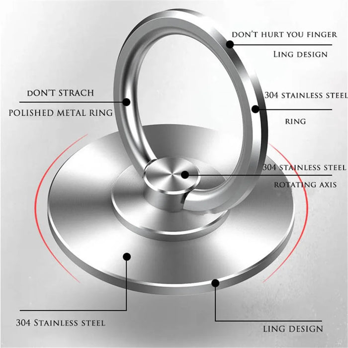 304 Stainless Steel Phone Back Ring Buckle Rotatable Adhesive Cellphone Holder Kickstand - 5