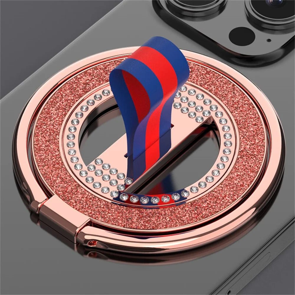 Phone Ring Kickstand 360 Degree Rotation Glitter Rhinestones Magnetic Holder - Red  /  Blue Red - 2