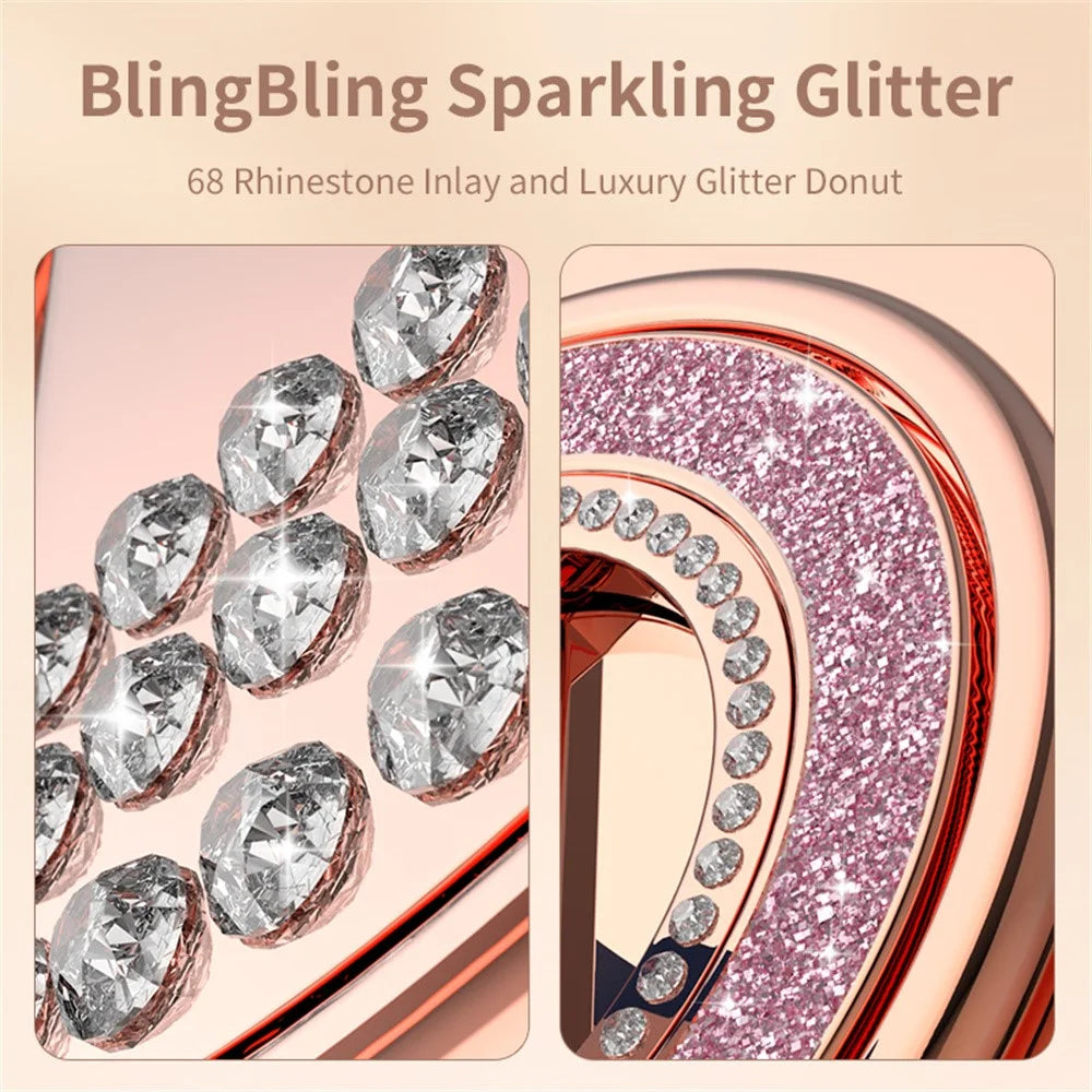Phone Ring Kickstand 360 Degree Rotation Glitter Rhinestones Magnetic Holder - Red  /  Blue Red - 4