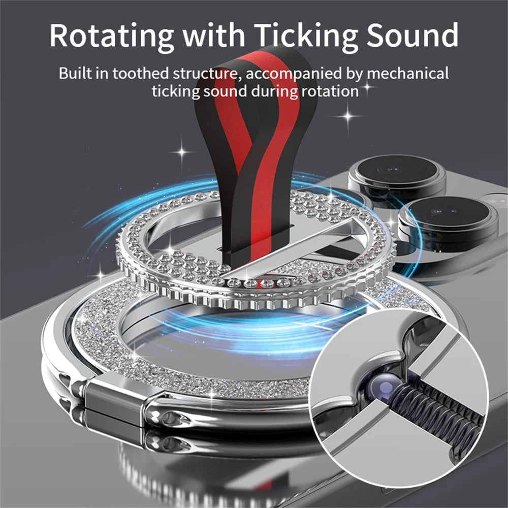Phone Ring Kickstand 360 Degree Rotation Glitter Rhinestones Magnetic Holder - Red  /  Blue Red - 5