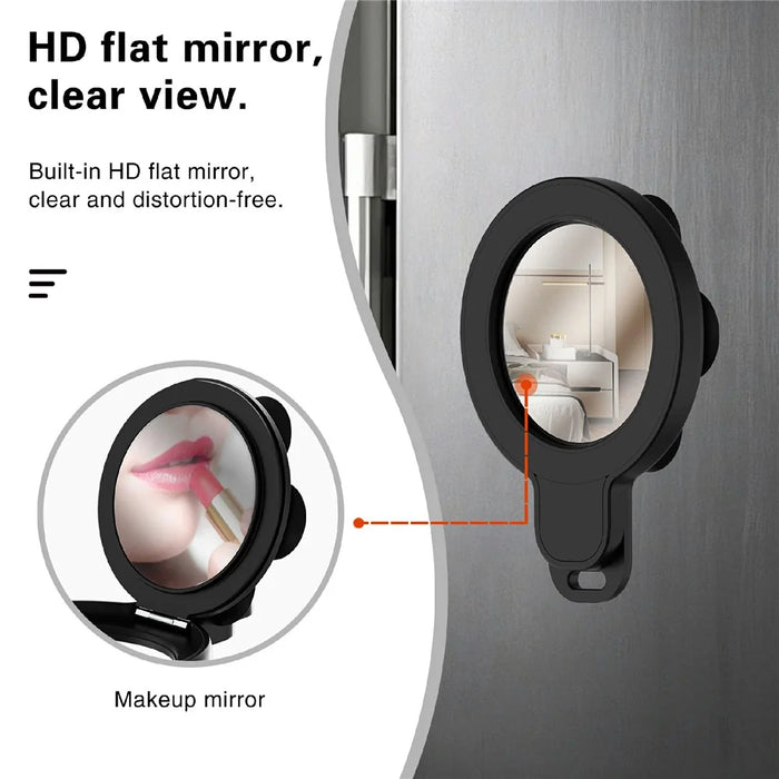 Silicone Suction Cup Mirror Stand Compatible wth MagSafe Magnetic Mount with Built-in Mirror - Black - 5