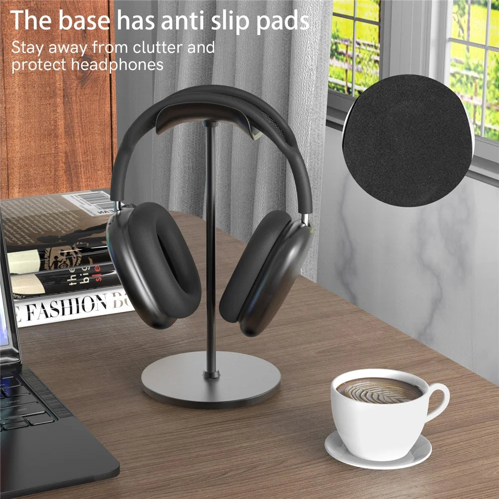 AHASTYLE WG120 Headphones Stand For AirPods Max / Beats Aluminum Non-Slip Detachable Headset Holder - Black - 2