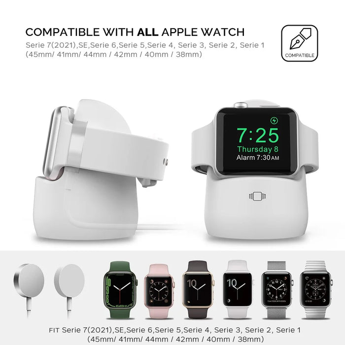 AHASTYLE PT63 Charging Stand for Apple Watch Holder Non Slip Base Silicone Charger Dock - White - 3