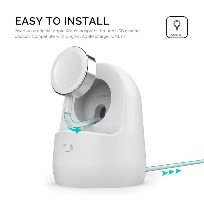 AHASTYLE PT63 Charging Stand for Apple Watch Holder Non Slip Base Silicone Charger Dock - White - 5