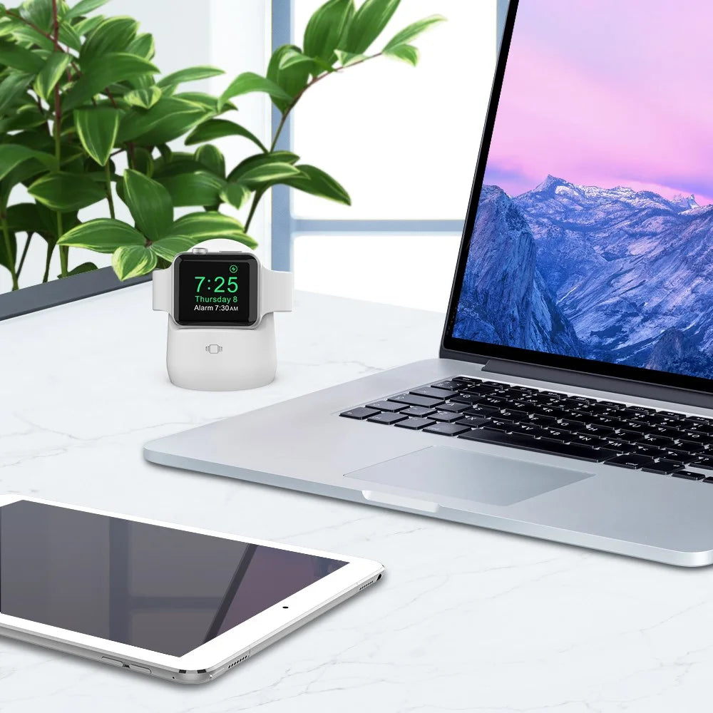 AHASTYLE PT63 Charging Stand for Apple Watch Holder Non Slip Base Silicone Charger Dock - White - 7
