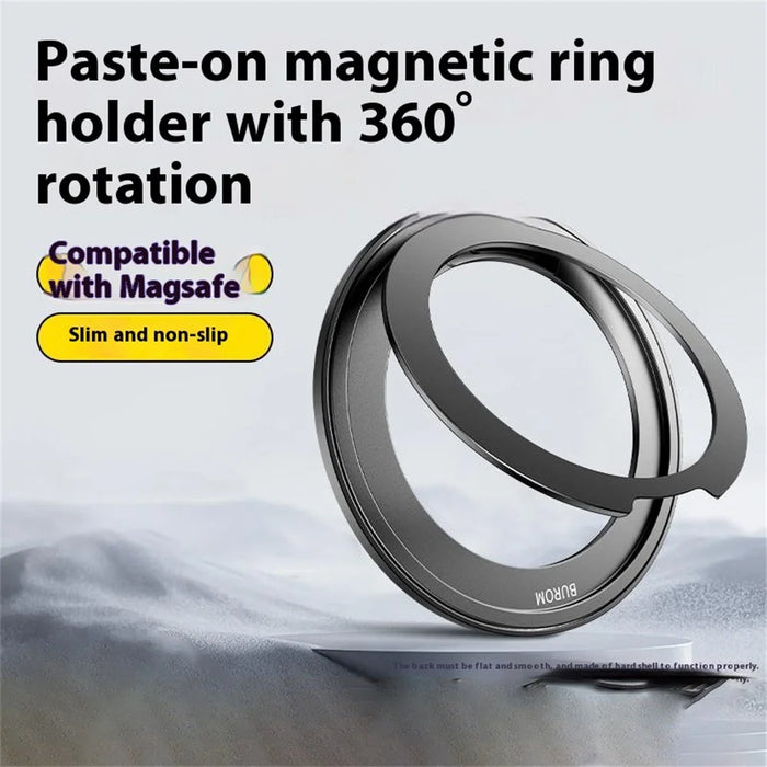 Q5 Adhesive Magnetic Ring Stand Holder Rotation Cell Phone Grip - Black - 2