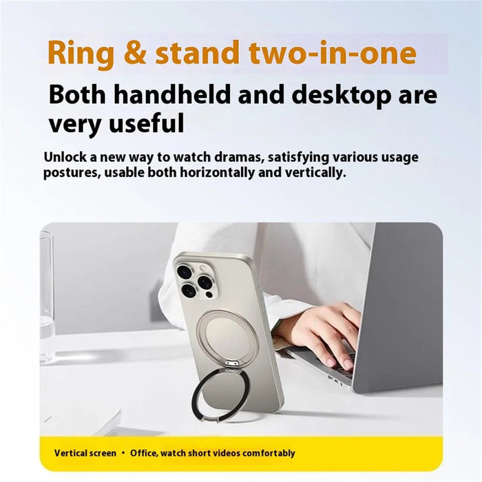 Q5 Adhesive Magnetic Ring Stand Holder Rotation Cell Phone Grip - Black - 7