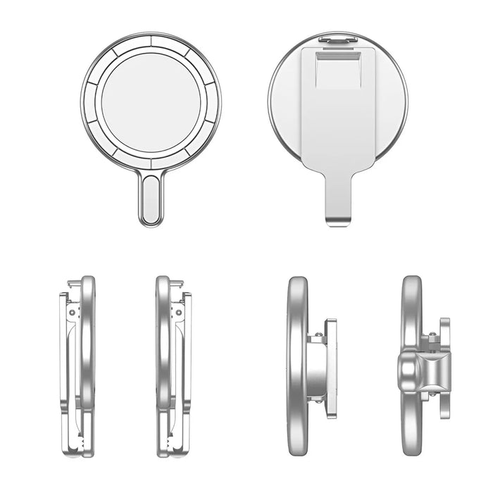 Universal Magnetic Phone Stand Anti Drop Waist Clip Bracket for Desktop / Computer Mount - Electroplated Silver - 2