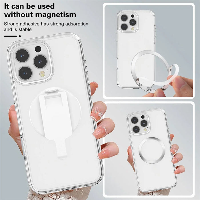 Universal Magnetic Phone Stand Anti Drop Waist Clip Bracket for Desktop / Computer Mount - Electroplated Silver - 7